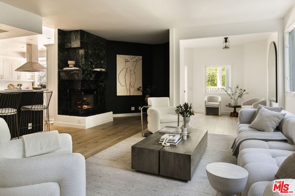 Fireplace, Interior, Living room, Pendant Lights, Wood Texture Flooring