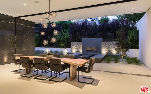 Fireplace, Interior, Marble Walls, Pendant Lights, Recessed Lighting