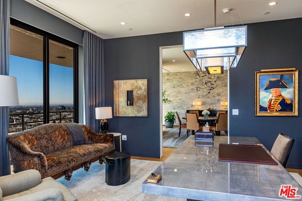 Dining room, Interior, Living room, Pendant Lights, Recessed Lighting, Stone Walls