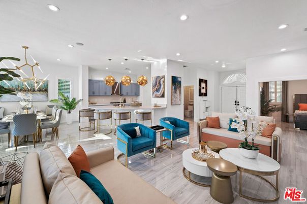 Dining room, Interior, Kitchen, Living room, Pendant Lights, Recessed Lighting, Wood Texture Flooring