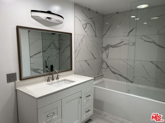 Bathroom, Glass Shower, Interior, Marble Walls, Recessed Lighting