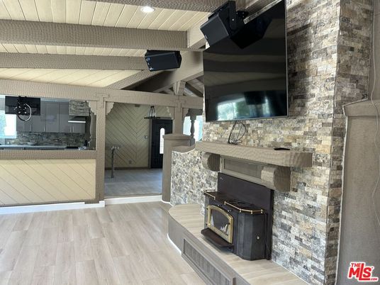 Fireplace, Interior, Stone Walls, Wood Texture Flooring