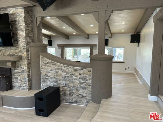 Fireplace, Interior, Recessed Lighting, Wooden Beams, Wooden Ceilings, Wood Texture Flooring