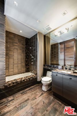 Bathroom, Interior, Recessed Lighting, Wood Texture Flooring