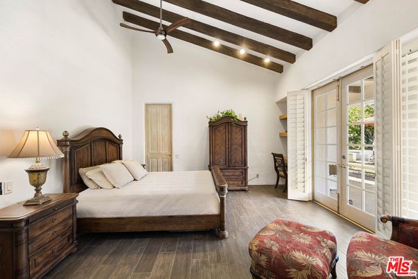 Bedroom, Interior, Recessed Lighting, Wooden Beams, Wood Texture Flooring