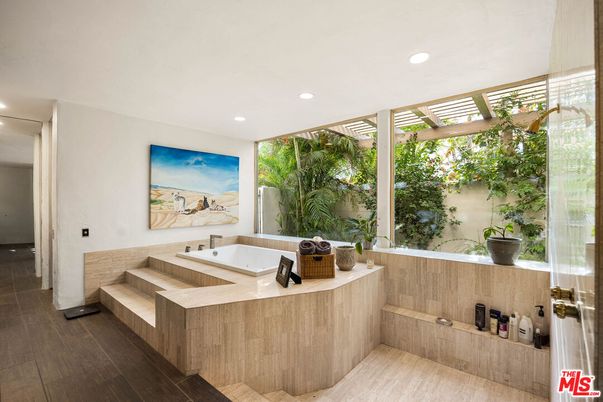 Bathroom, Interior, Recessed Lighting, Wood Texture Flooring