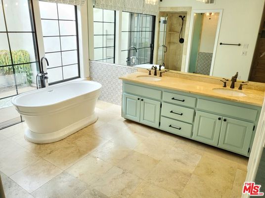 Bathroom, Dual Sink Vanities, Free Standing Baths, Glass Shower, Interior