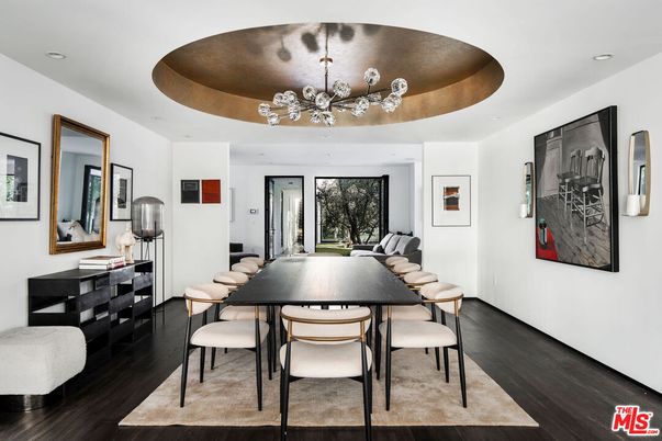Dining room, Interior, Recessed Lighting, Wood Texture Flooring