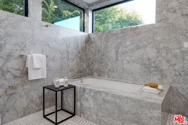 Bathroom, Interior, Marble Walls, Recessed Lighting