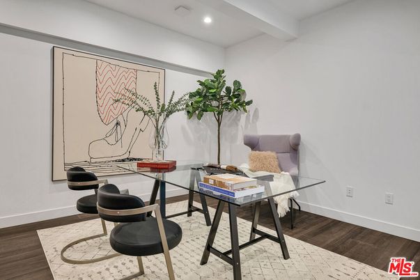 Home Office, Interior, Recessed Lighting, Wood Texture Flooring