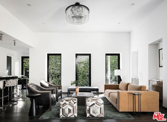 Chandelier, Interior, Living room, Recessed Lighting, Wood Texture Flooring