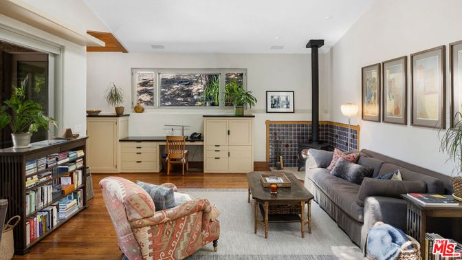 Fireplace, Home Office, Interior, Living room, Wood Texture Flooring