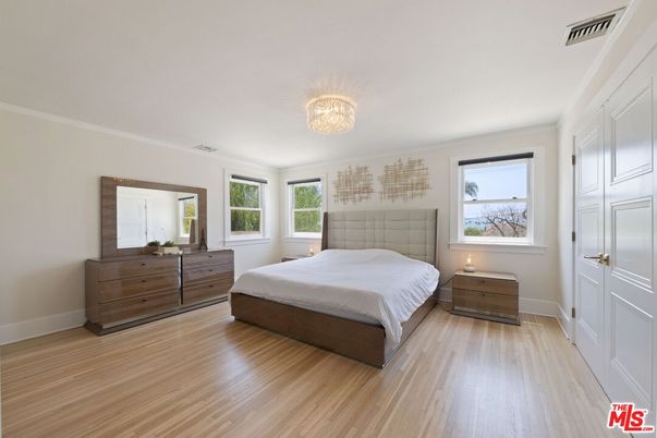 Bedroom, Chandelier, Interior, Wood Texture Flooring