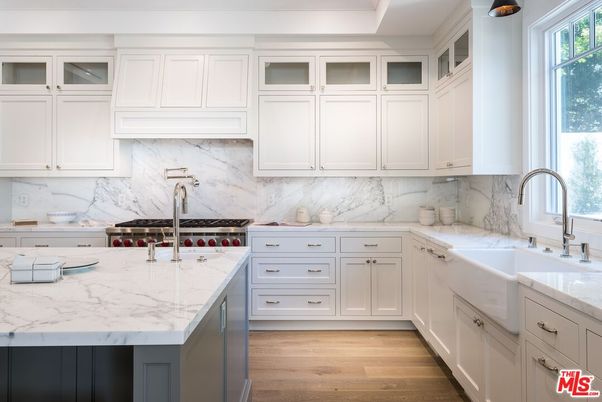 Interior, Kitchen, Marble Walls, Wood Texture Flooring