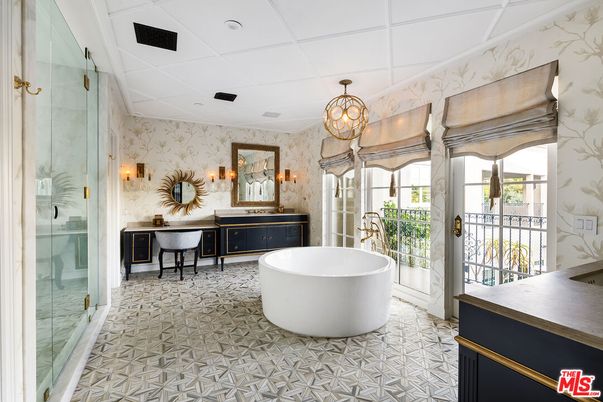 Bathroom, Chandelier, Dual Sink Vanities, Free Standing Baths, Glass Shower, Interior