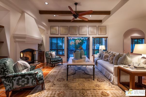Fireplace, Interior, Living room, Recessed Lighting, Wooden Beams, Wood Texture Flooring