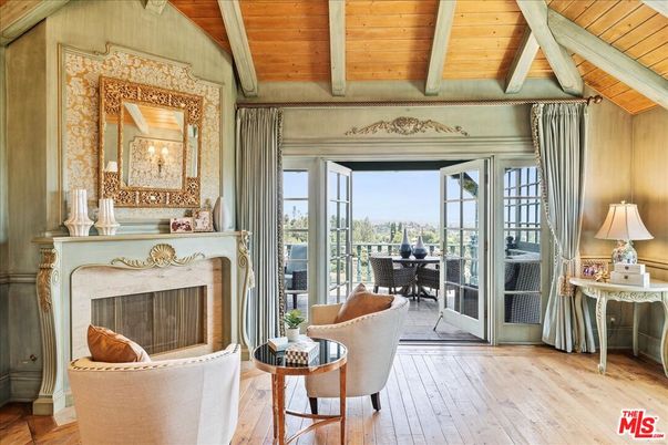 Dining room, Fireplace, Interior, Wooden Beams, Wooden Ceilings, Wood Texture Flooring