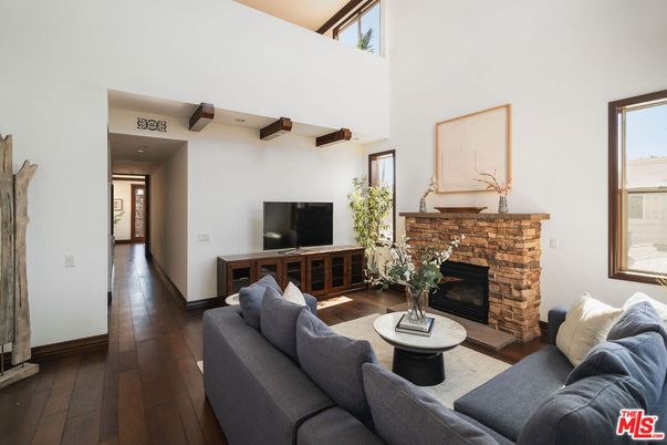 Fireplace, Interior, Living room, Wooden Beams, Wood Texture Flooring