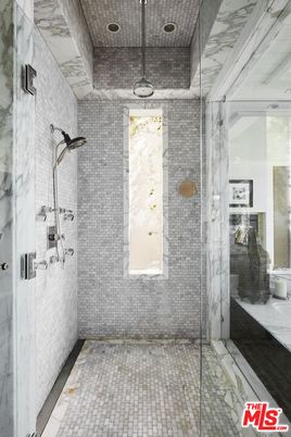 Bathroom, Glass Shower, Interior, Marble Walls, Recessed Lighting