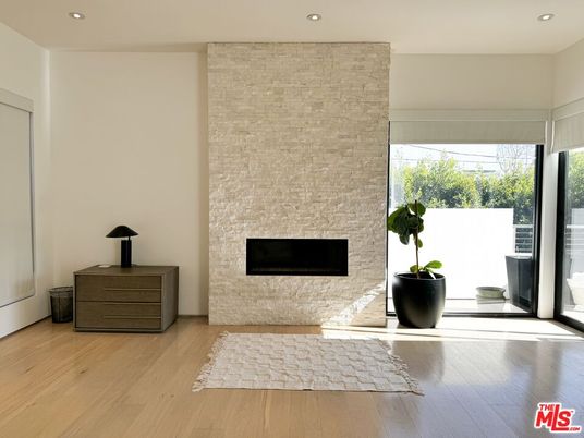 Fireplace, Interior, Recessed Lighting, Wood Texture Flooring