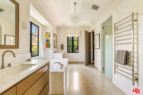 Bathroom, Chandelier, Glass Shower, Interior