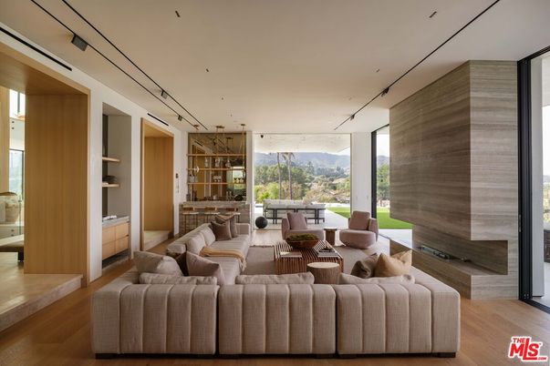 Dining room, Interior, Living room, Recessed Lighting, Wood Texture Flooring