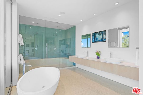 Bathroom, Dual Sink Vanities, Free Standing Baths, Glass Shower, Interior, Recessed Lighting