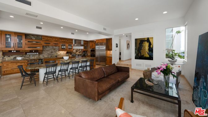 Dining room, Interior, Kitchen, Living room, Recessed Lighting, Stainless Steel Appliances, Stone Walls