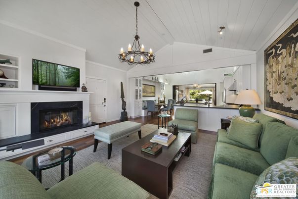 Chandelier, Dining room, Fireplace, Interior, Living room, Pendant Lights, Wood Texture Flooring