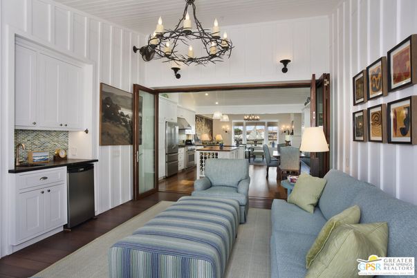 Chandelier, Dining room, Interior, Kitchen, Living room, Pendant Lights, Recessed Lighting, Stainless Steel Appliances, Wood Texture Flooring