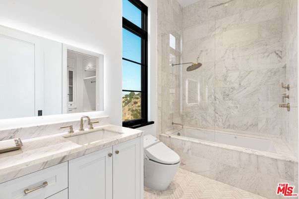 Bathroom, Glass Shower, Interior, Marble Walls