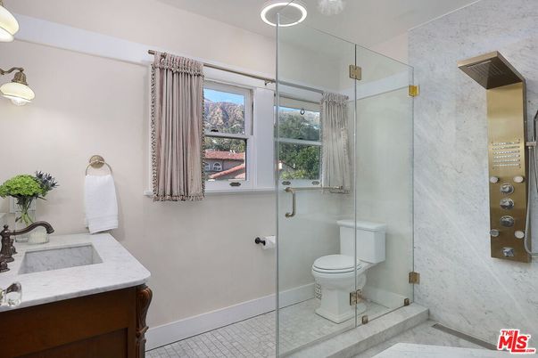 Bathroom, Glass Shower, Interior, Marble Walls