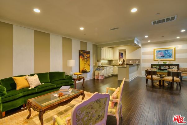 Dining room, Interior, Kitchen, Living room, Recessed Lighting, Wood Texture Flooring