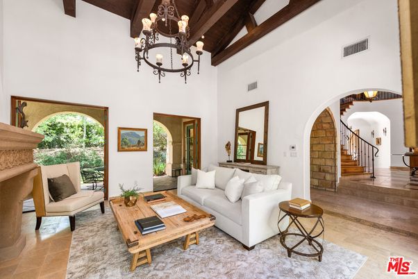 Chandelier, Interior, Living room, Wooden Beams