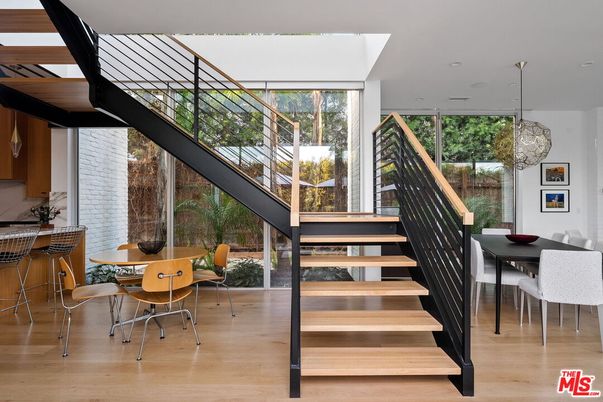 Dining room, Interior, Pendant Lights, Recessed Lighting, Wood Texture Flooring