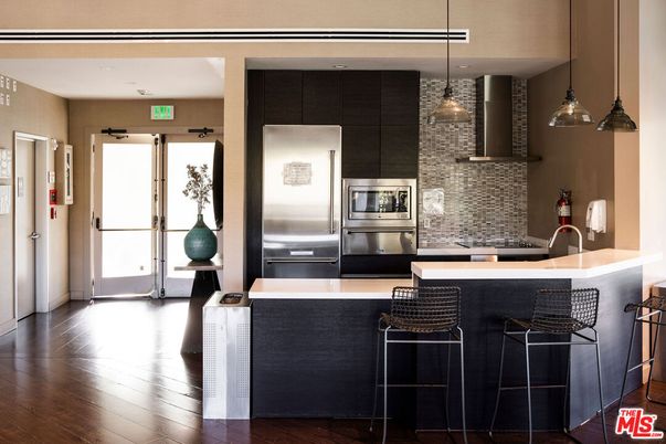 Interior, Kitchen, Pendant Lights, Stainless Steel Appliances, Wood Texture Flooring