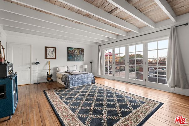 Bedroom, Fireplace, Interior, Wooden Ceilings, Wood Texture Flooring