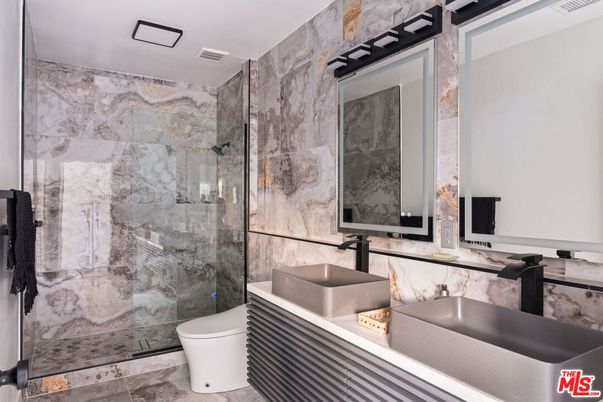 Bathroom, Glass Shower, Interior, Marble Walls