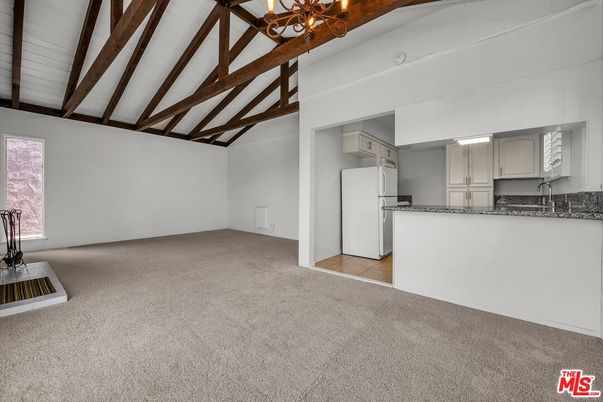 Chandelier, Empty room, Interior, Wooden Beams