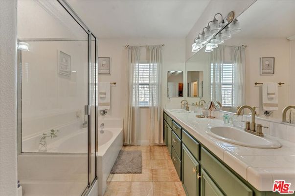 Bathroom, Dual Sink Vanities, Glass Shower, Interior, Tile Countertops