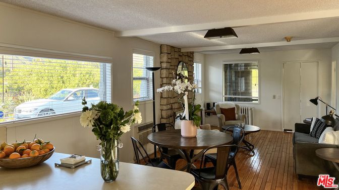 Dining room, Interior, Stone Walls, Wood Texture Flooring