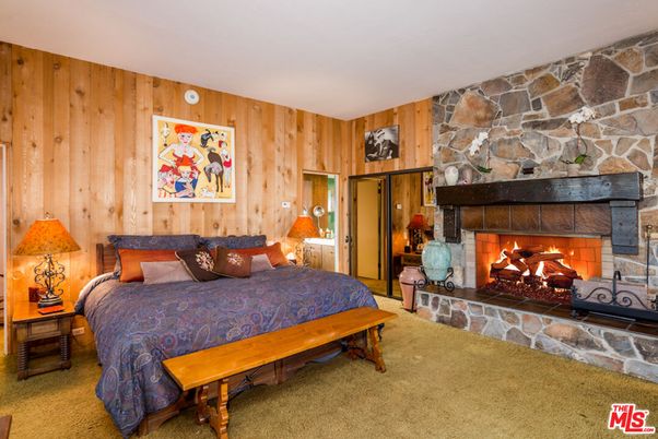 Bedroom, Fireplace, Interior, Stone Walls, Wooden Walls