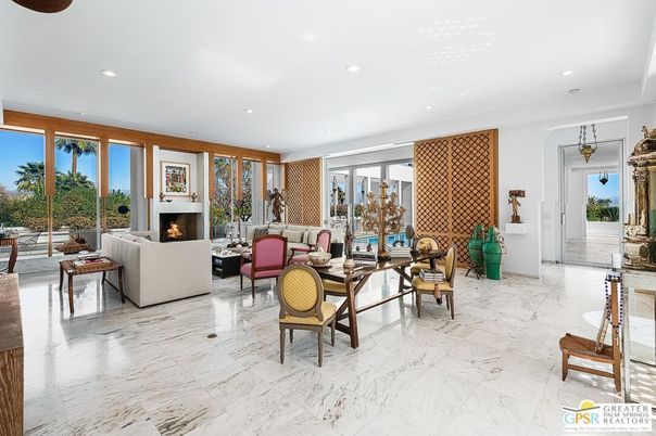 Fireplace, Interior, Living room, Marble, Recessed Lighting