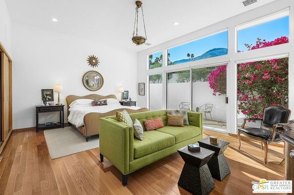 Bedroom, Interior, Pendant Lights, Recessed Lighting, Wood Texture Flooring