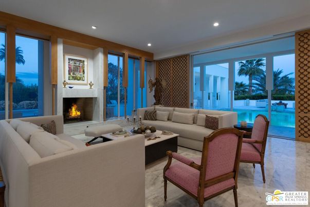 Fireplace, Interior, Living room, Marble, Recessed Lighting