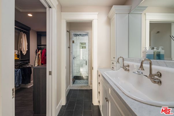 Bathroom, Dual Sink Vanities, Glass Shower, Interior, Recessed Lighting, Walk-in Closets