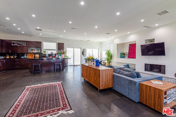 Fireplace, Interior, Kitchen, Living room, Recessed Lighting
