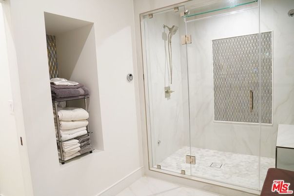 Bathroom, Glass Shower, Interior, Marble Walls