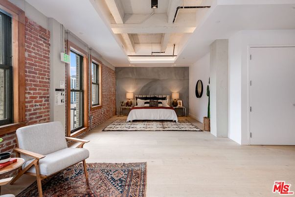 Bedroom, Interior, Stone Walls, Wood Texture Flooring