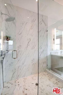 Bathroom, Glass Shower, Interior, Marble Walls, Recessed Lighting